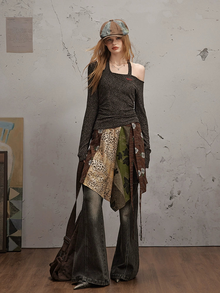 UNIFREE Low-rise Wide-leg Floor-mopping Trousers