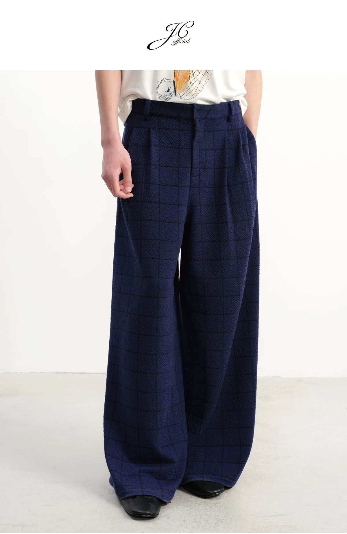 JCAESAR Plaid Casual Straight-leg Pants