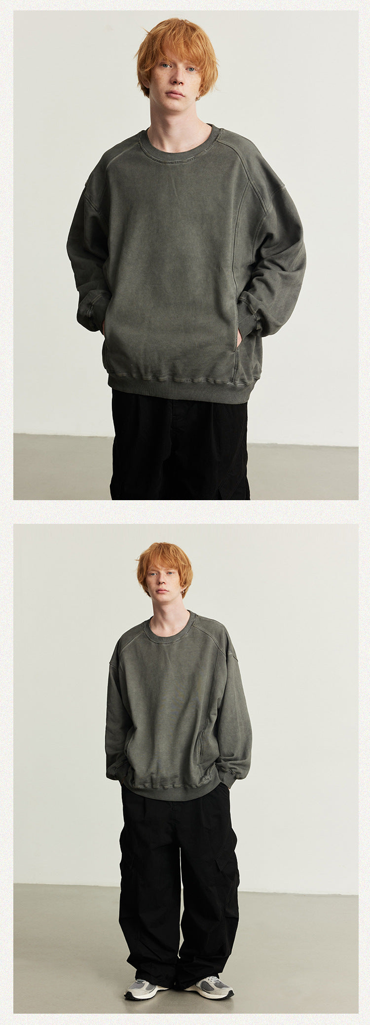 UNF Heavy Cotton Old Pullover Crew Neck Sweater