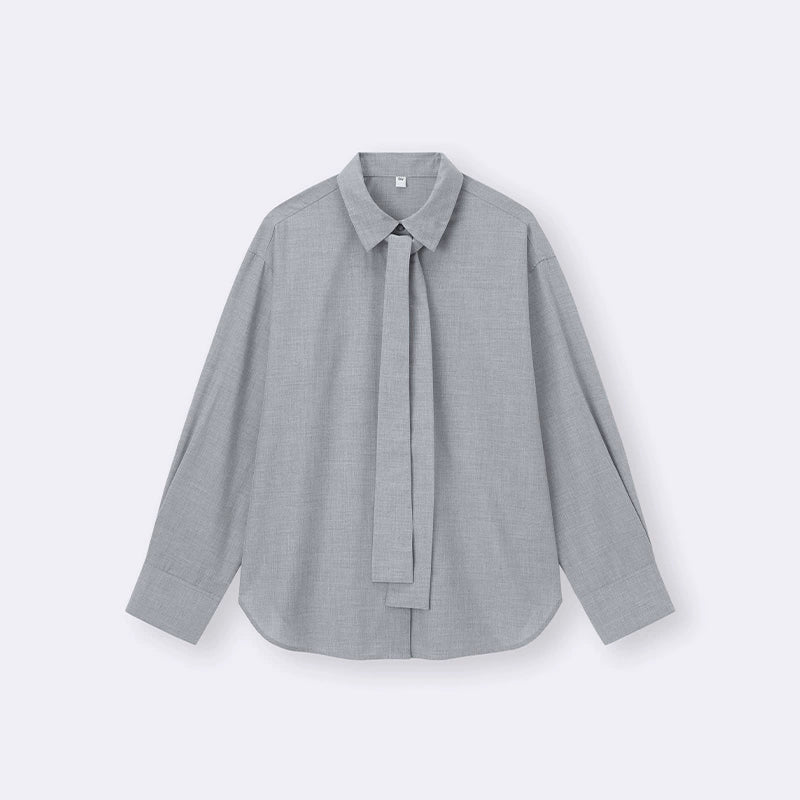 GU Fashion Casual Lace-Up Shirt Long Sleeve