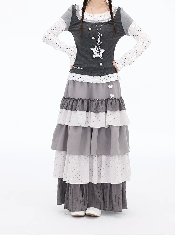 MOMSAYCAN Polka Dot Splicing Dress