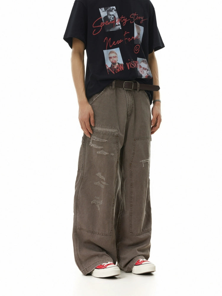 BTSG Vintage Straight Loose Wide Leg Casual Pants