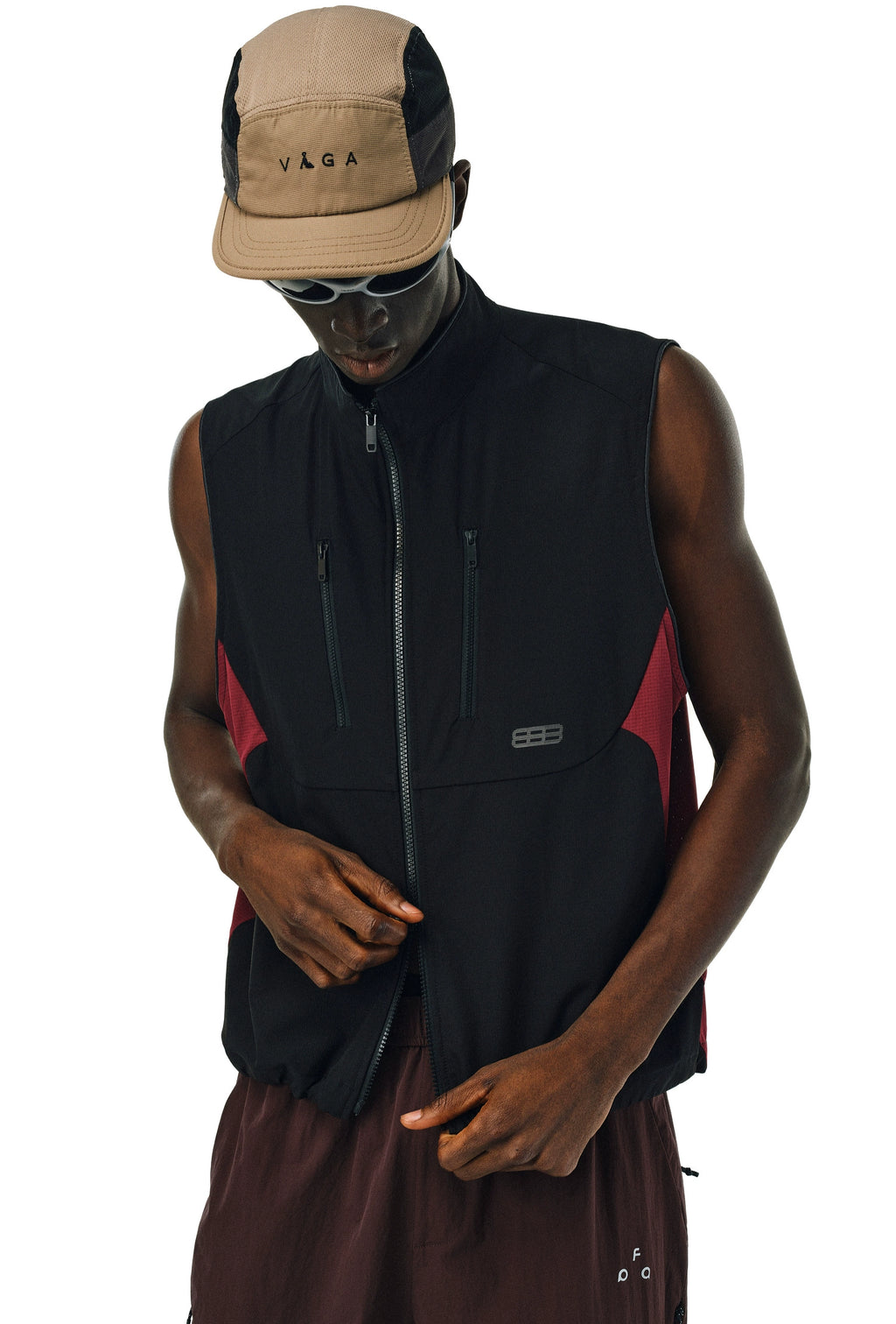 FPA Casual Contrasting Color Loose Stand-neck Sports Vest