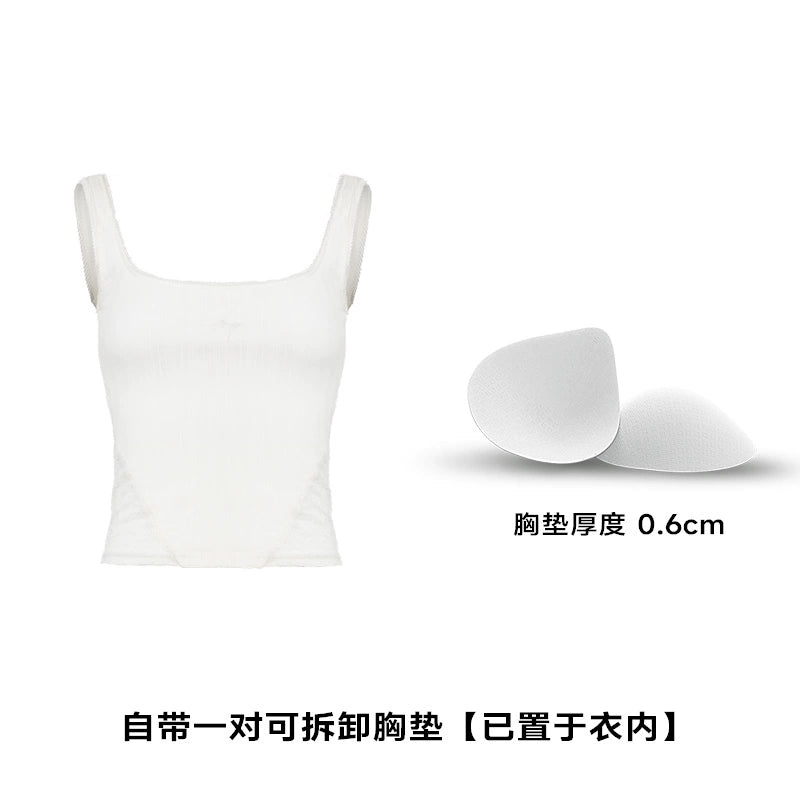 ABMY Lace Splicing Hollow Sleeveless Inner Vest