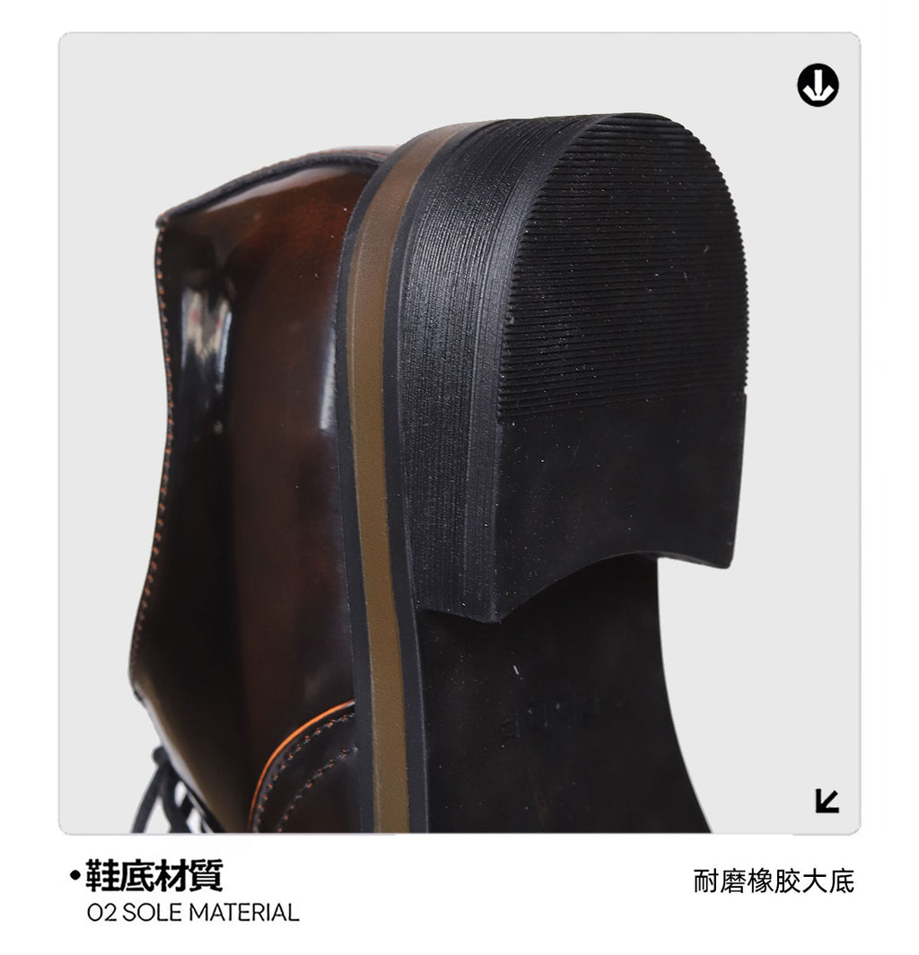 SHENLV STUDIO two-color leather glossy Derby shoes