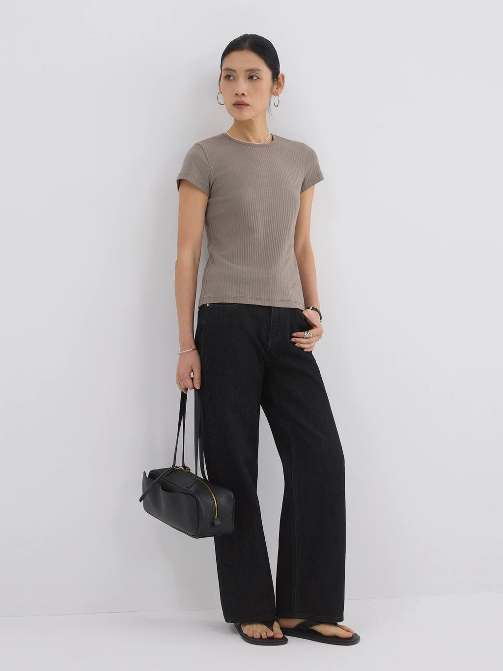 Sameuoo Front Shoulder Slim Fit Small Neckline Sports Tee