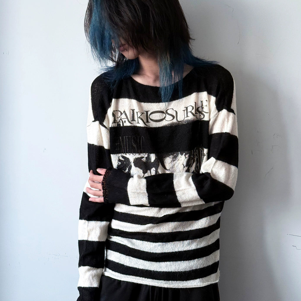 PAIKI Portrait Subculture Black and White Striped Sweater