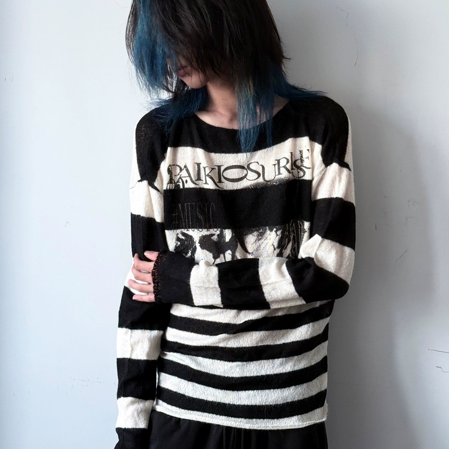PAIKI Portrait Subculture Black and White Striped Sweater