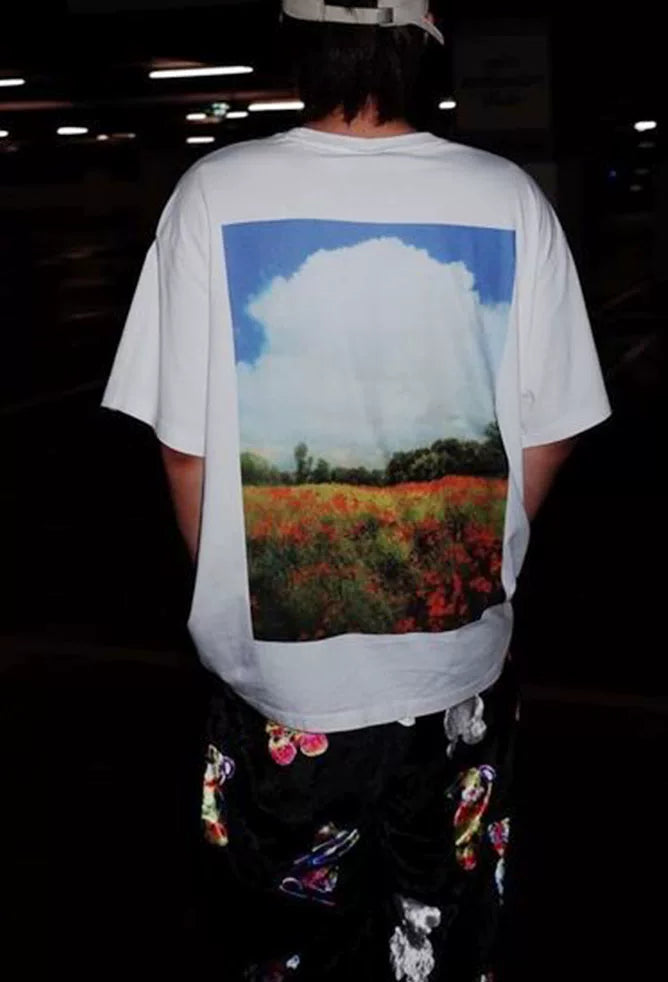 Wang Youbing Advanced Sense Direct Injection Pastoral Style Oil Painting Tee