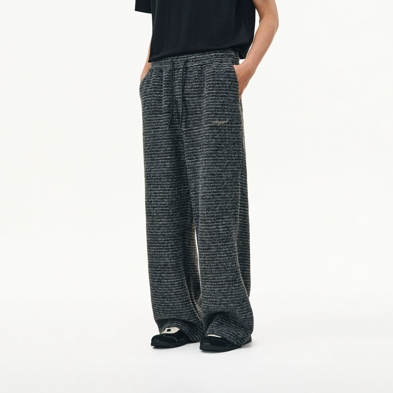ATRY Striped Lazy Versatile Loose Straight Sweatpants
