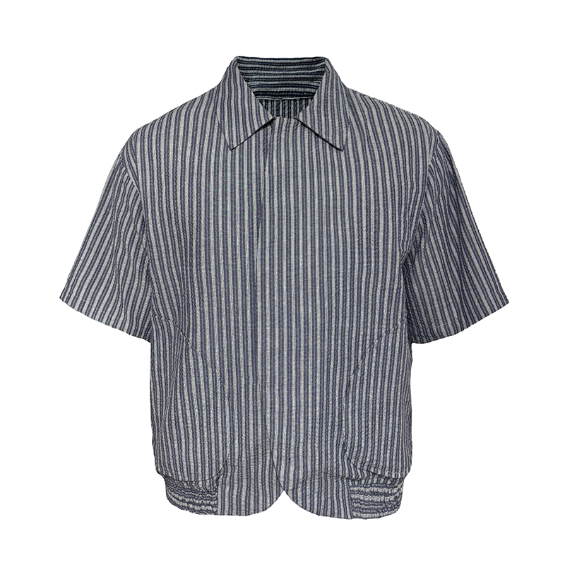 JCAESAR SHIRT Bubble Pleated Arc Shirt