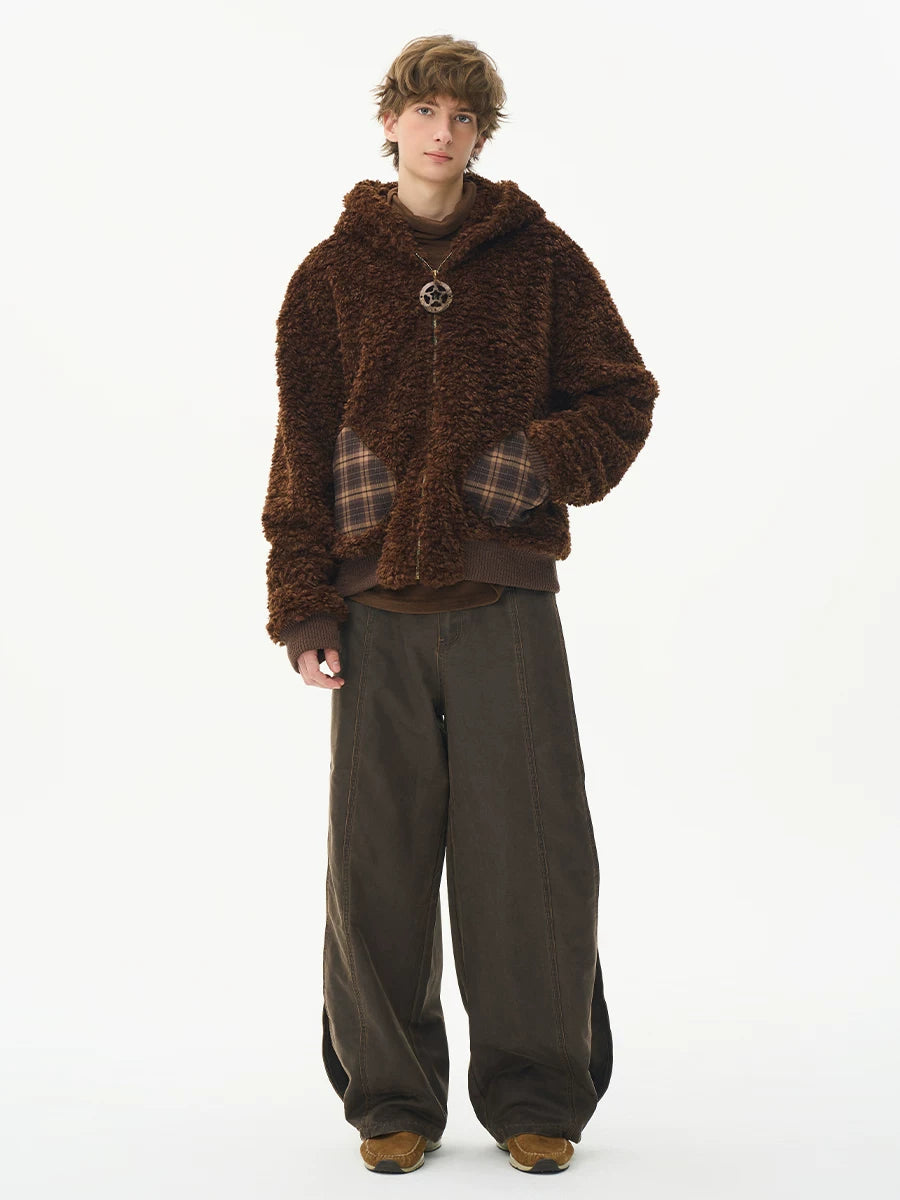 CNEW Zip Warm Lamb Fur Hooded Jacket