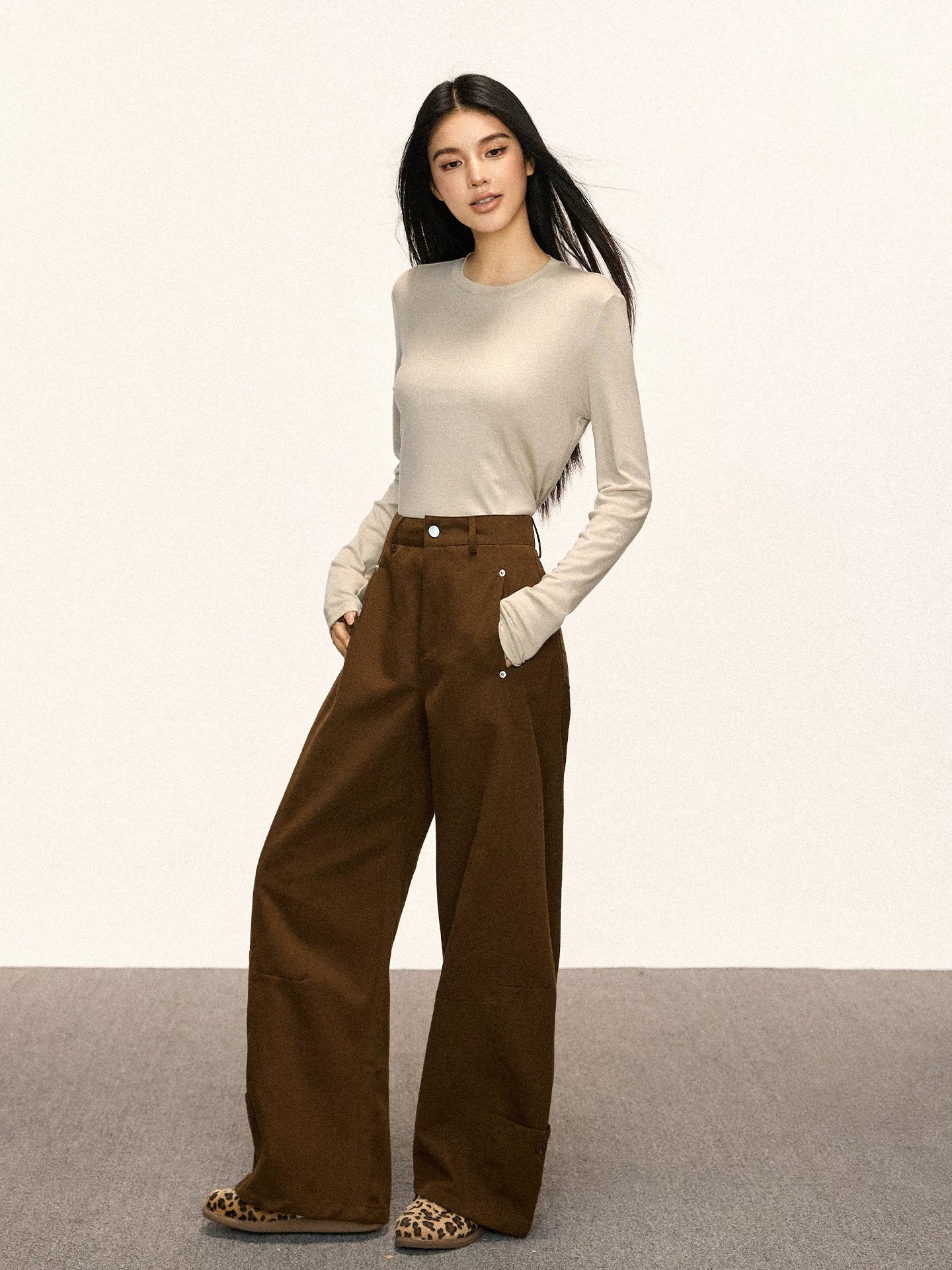 Cherry Melody Retro Slim Wide-leg Jeans