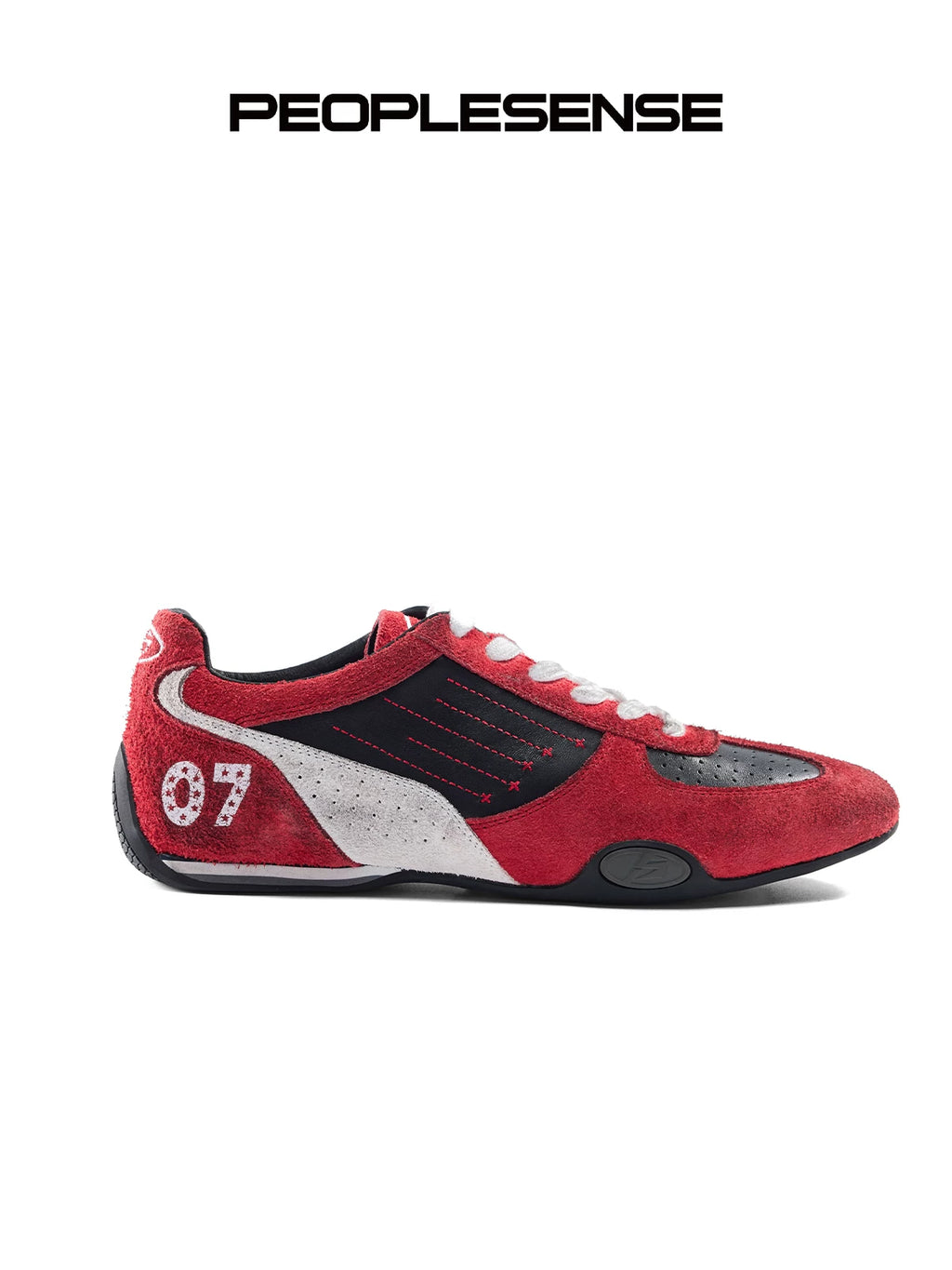 PEOPLESENSE Beef Suede Stitching Embroidered Sneakers