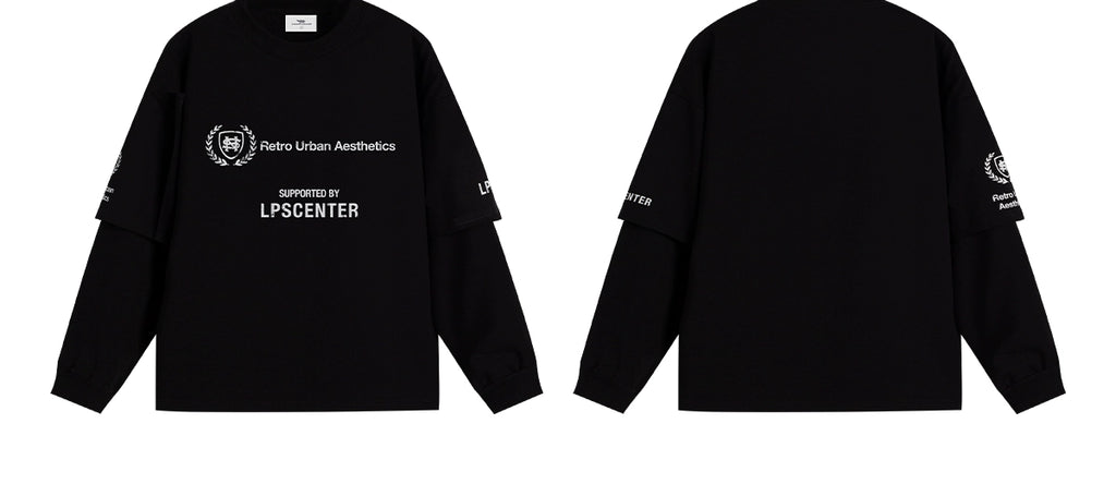 Loopsoon Fake Two-piece Creative Print Design Long Sleeve