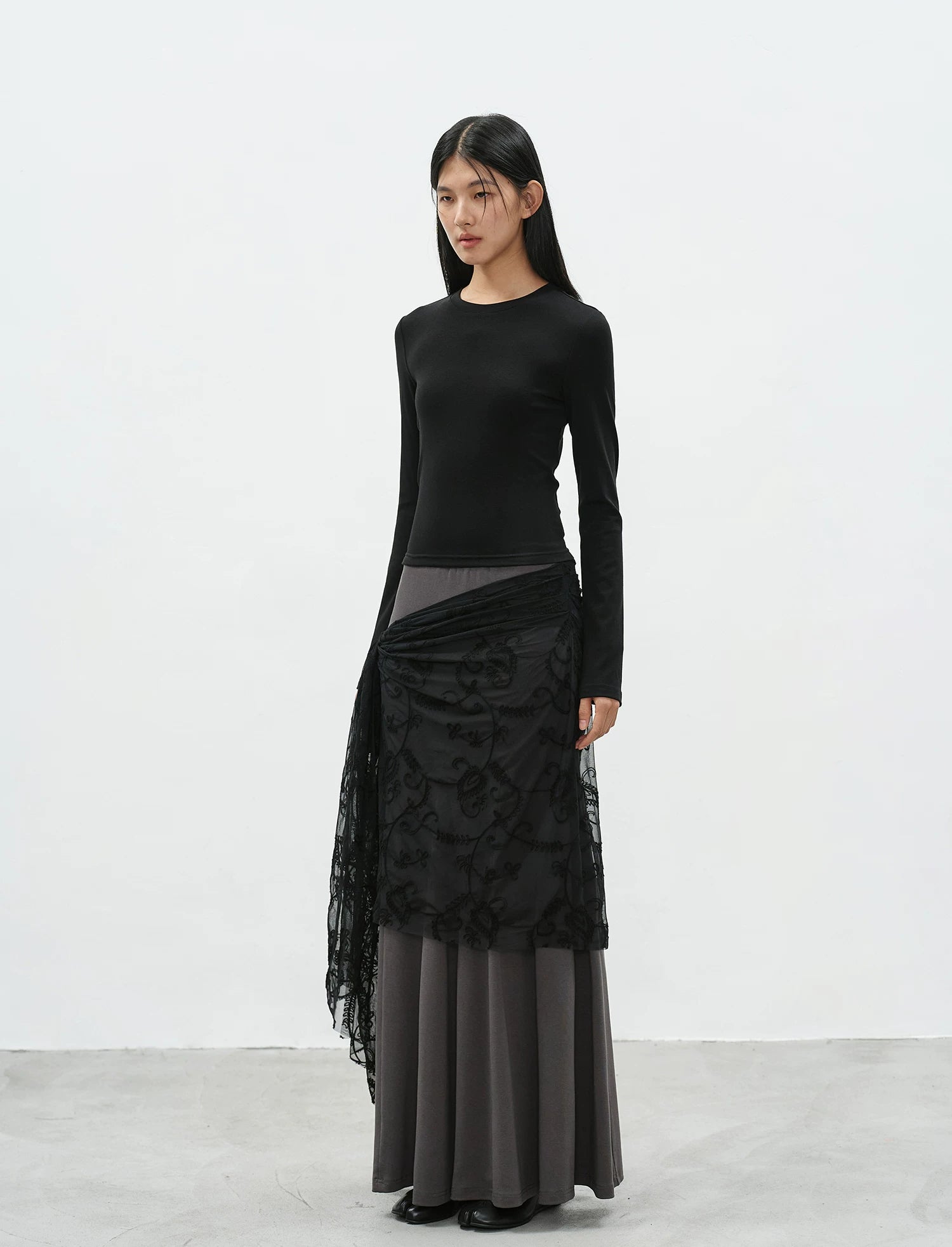 EIGHTHMONTH Lace Strap Irregular Long Dress