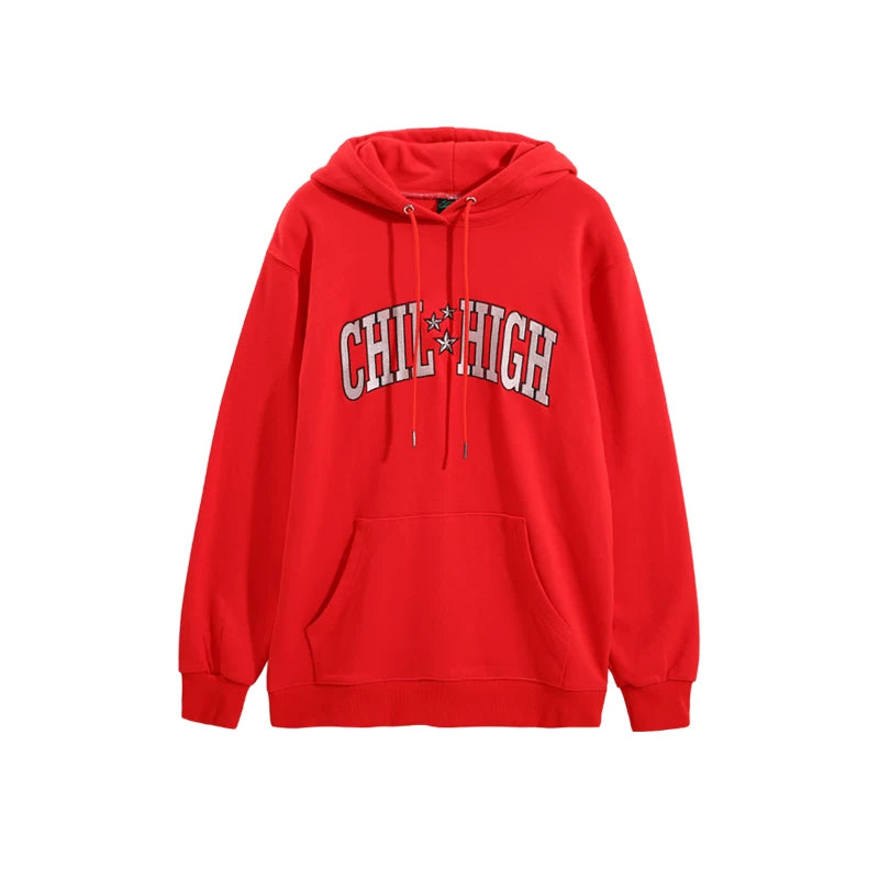 ChillHigh Loose Embroidery Hooded Pullover Sweater