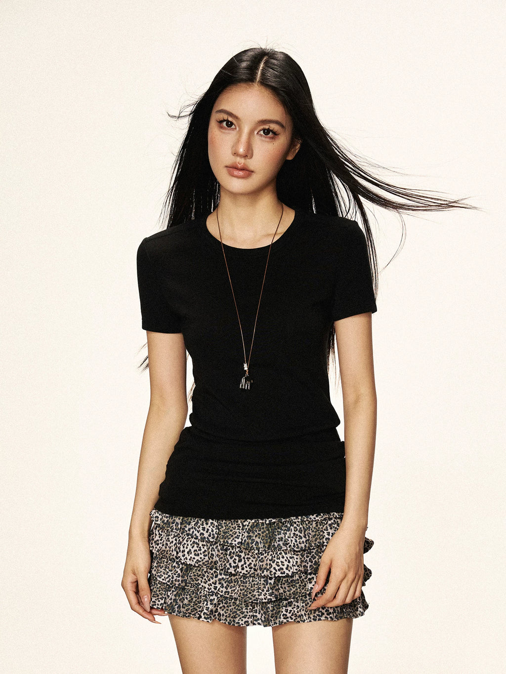 Cherry Melody | Slimming Round Neck Short Sleeve Tee