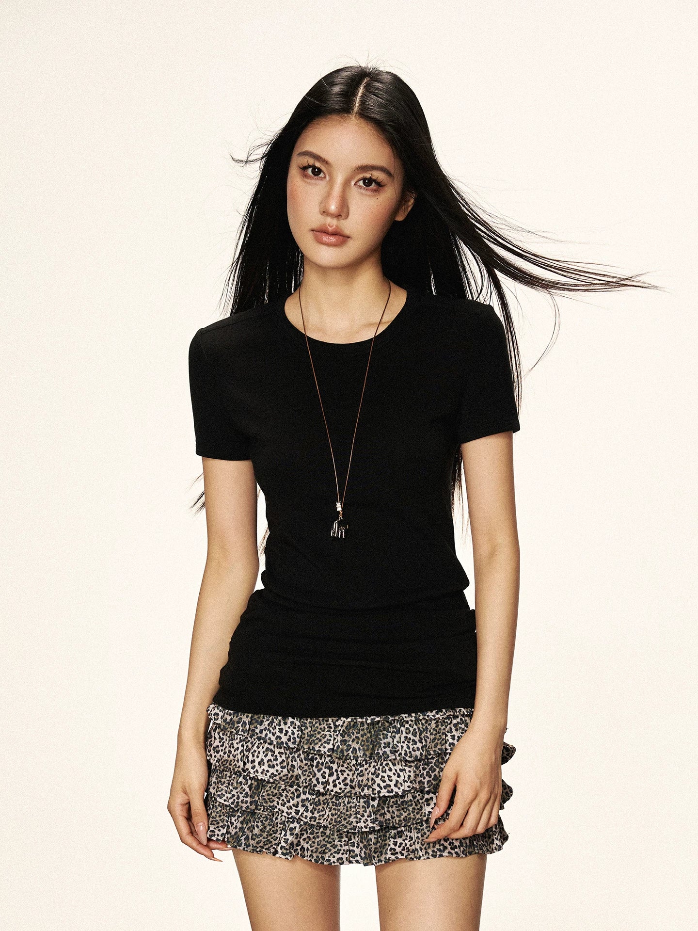 Cherry Melody | Slimming Round Neck Short Sleeve Tee