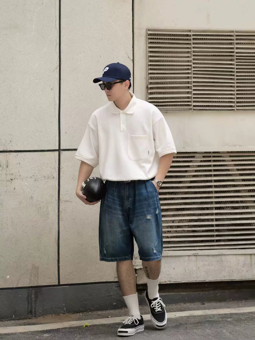 DESICCANT Wash Water and Make Old Japanese Loose Denim Shorts