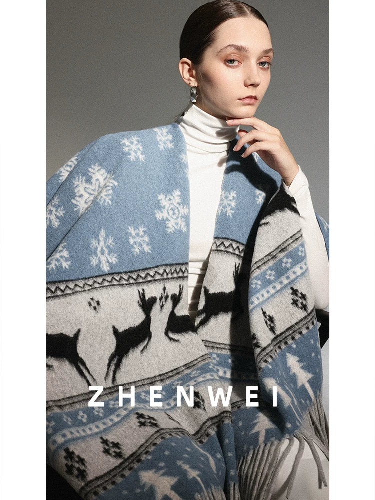 ZHENWEI Cape Enlarged and Widened Scarf Shawl Dual-purpose