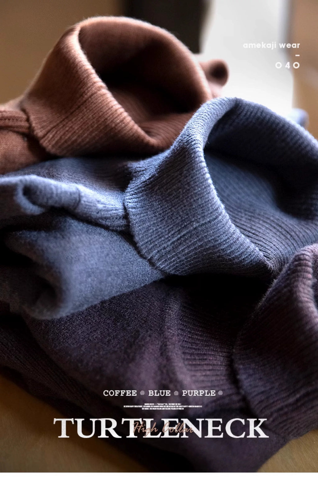 Madden Casual Solid Color Turtleneck Knitted Sweater