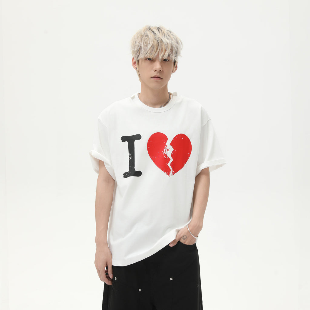 MTLCLOTHES Korean Broken Love Printed Tee