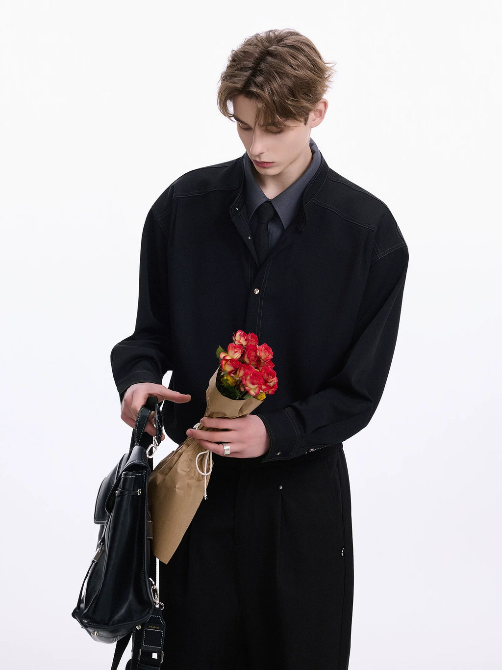 CHOR Loose Lapel Casual Fake Two-piece Shirt