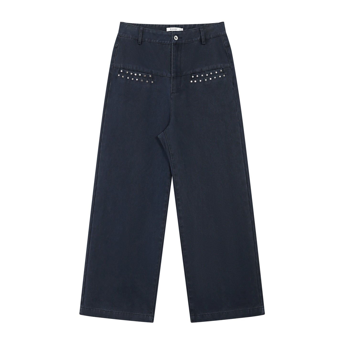 FUNKYFUN Star Rivet Trim Loose Straight Slacks