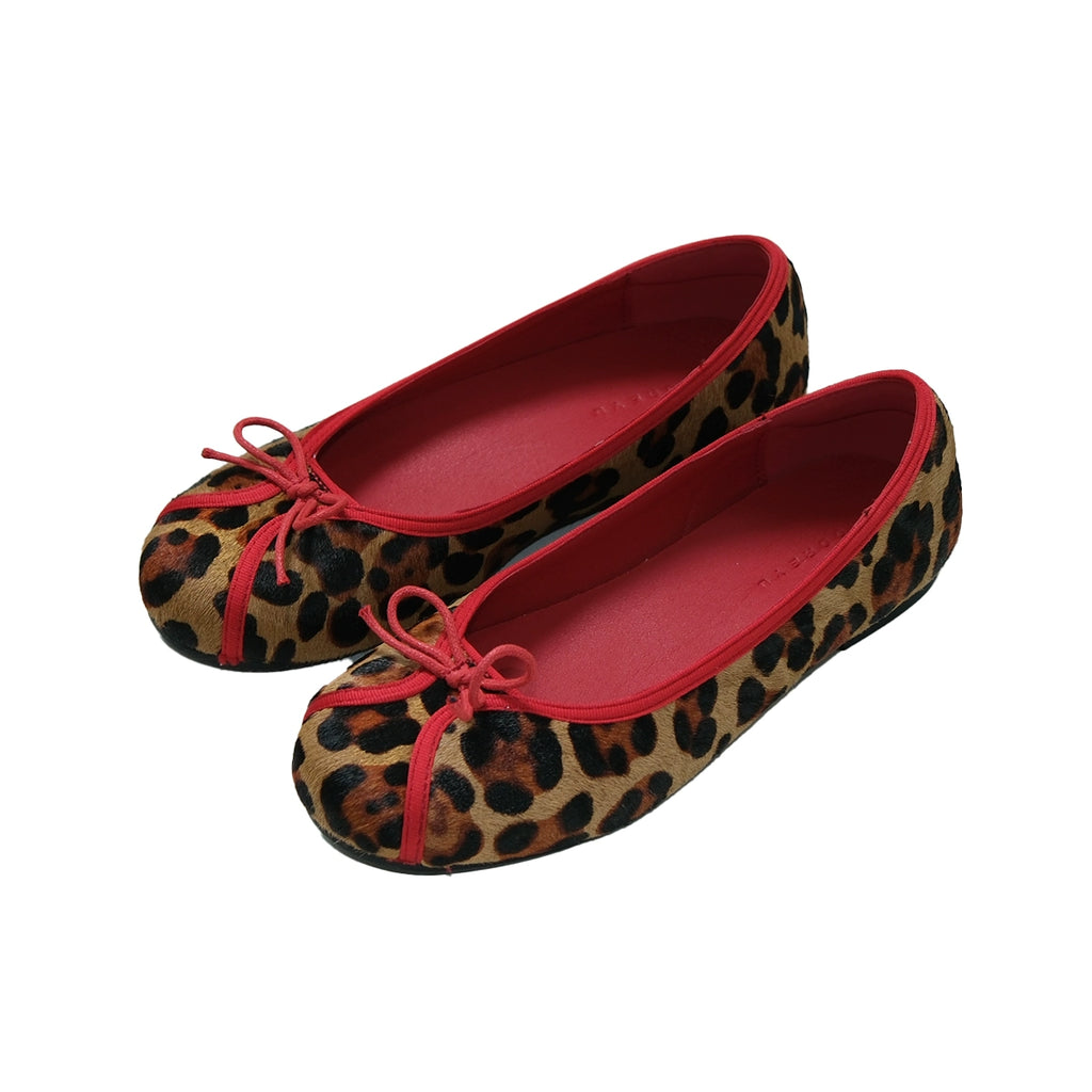 Mooreyu Leopard Print Light Mouth Bow Round Head Flats