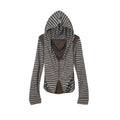 DoublePunch Fake Two-piece Splicing Striped Zipper Long Sleeve