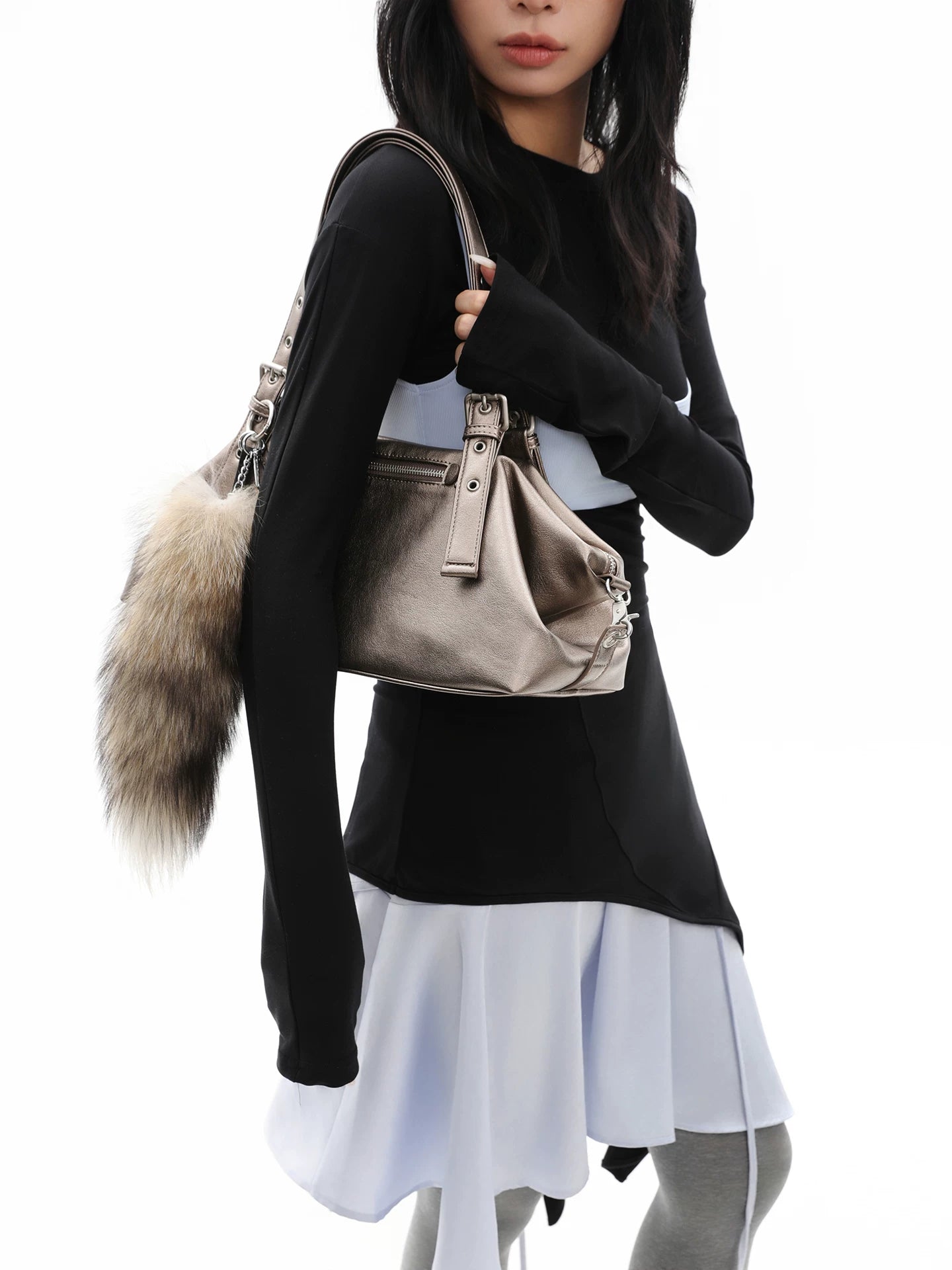 JANDRESS Casual Soft Leather Shoulder Armpit Bag