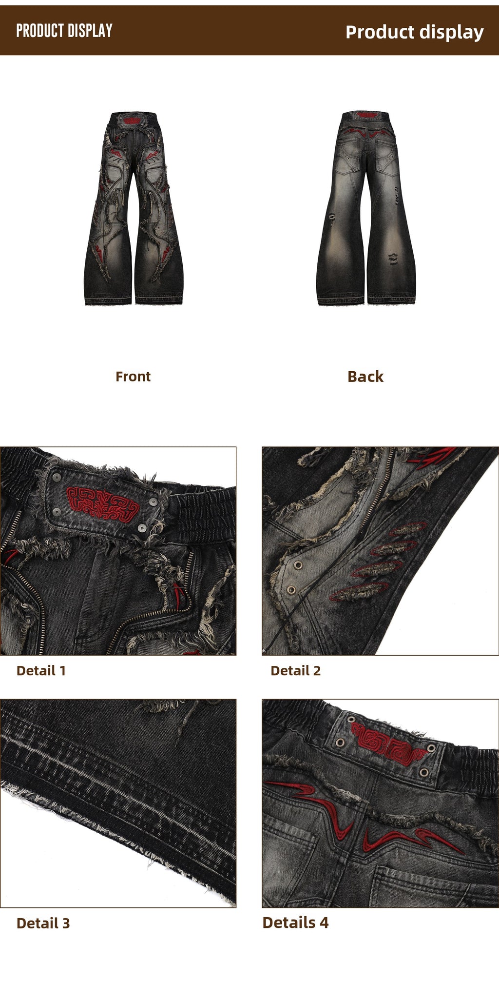 PERSONSOUL Totem Embroidered Jeans