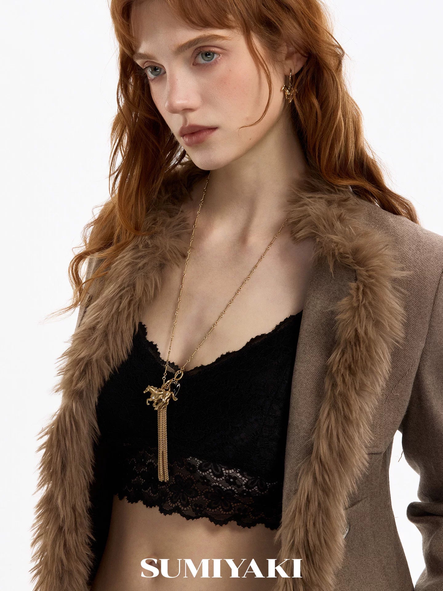 SUMIYAKI Pony Diamond Fringed Long Necklace