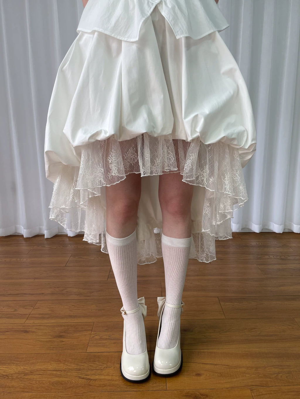 Loosesmell Mesh Stitching Irregular Skirt