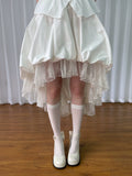 Loosesmell Mesh Stitching Irregular Skirt