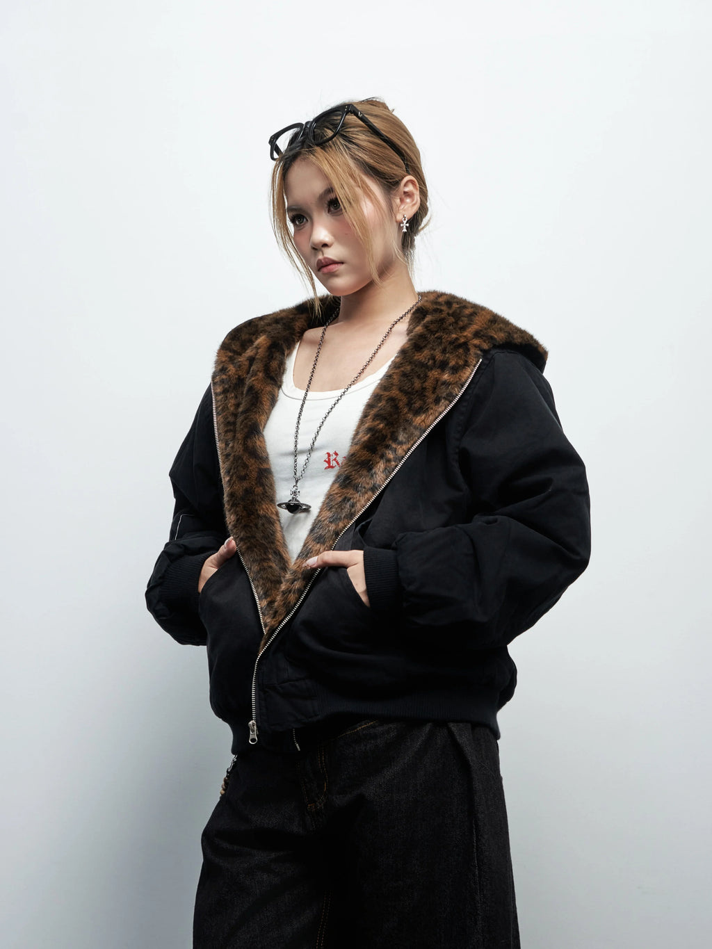 Saimt Retro Fur Collar Hooded Cotton Jacket