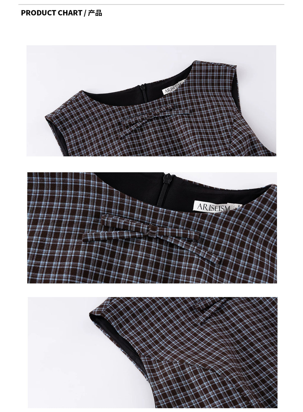 Ariseism Vintage Plaid Sleeveless Dress