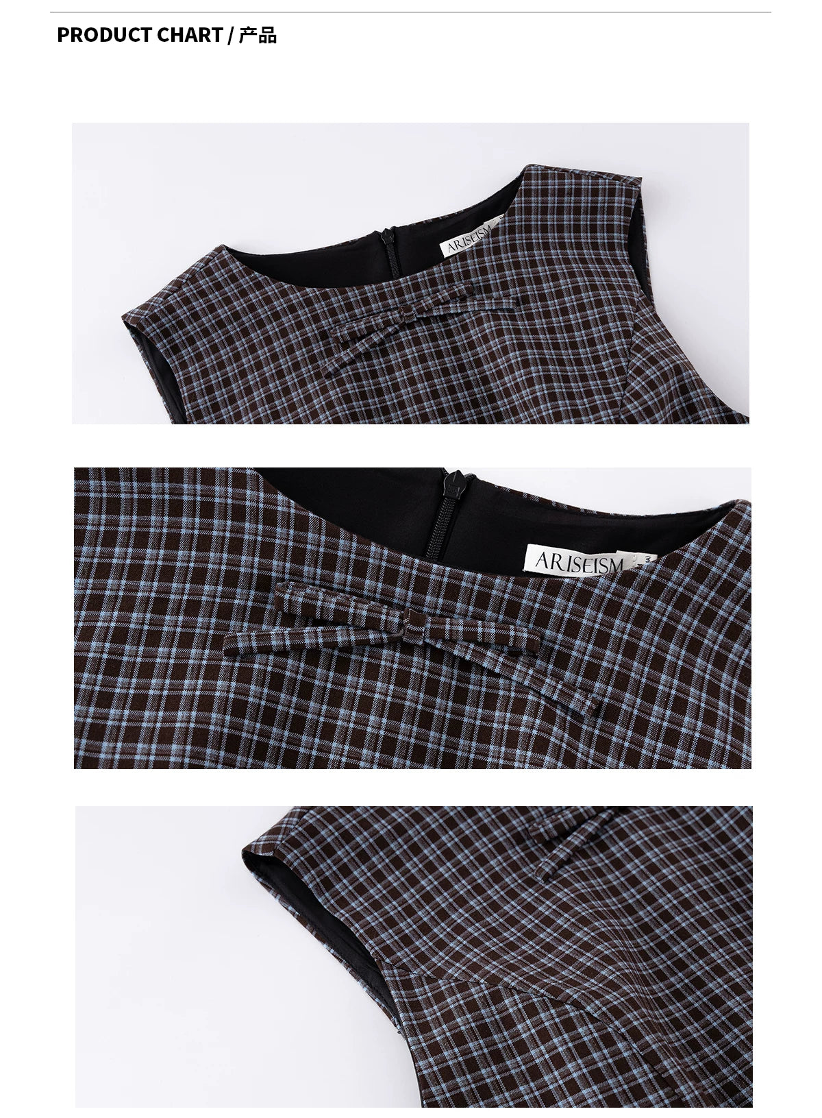 Ariseism Vintage Plaid Sleeveless Dress