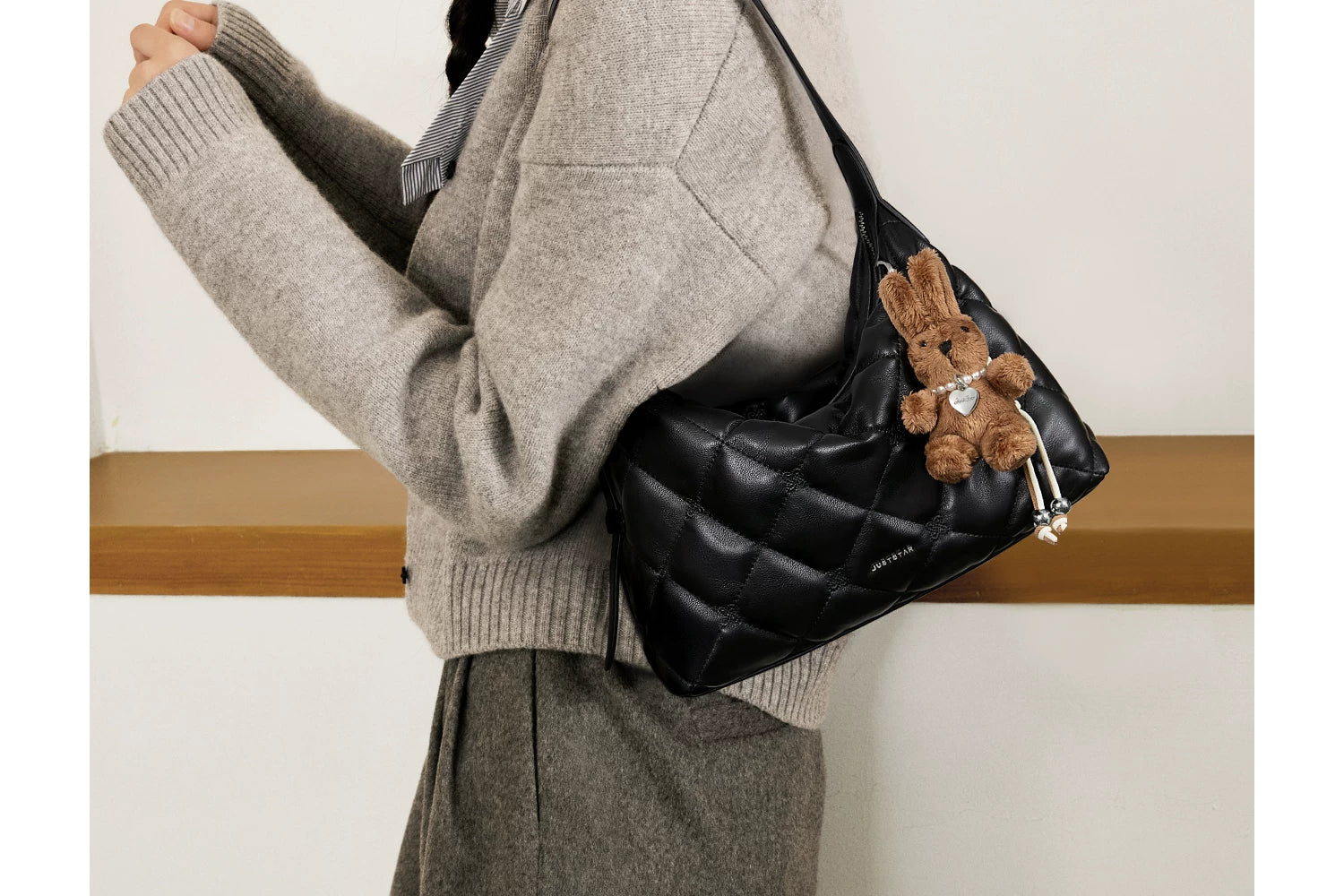 JUST STAR Relaxed Soft Leather Underarm Bag
