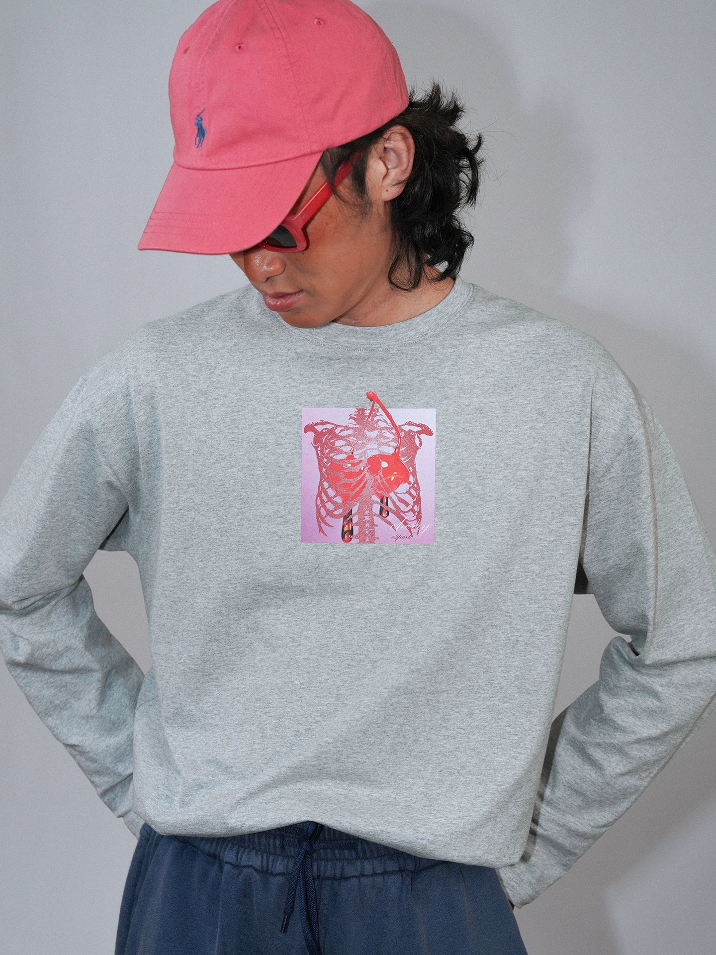 O3PARK Cherry Skull Print Long Sleeve