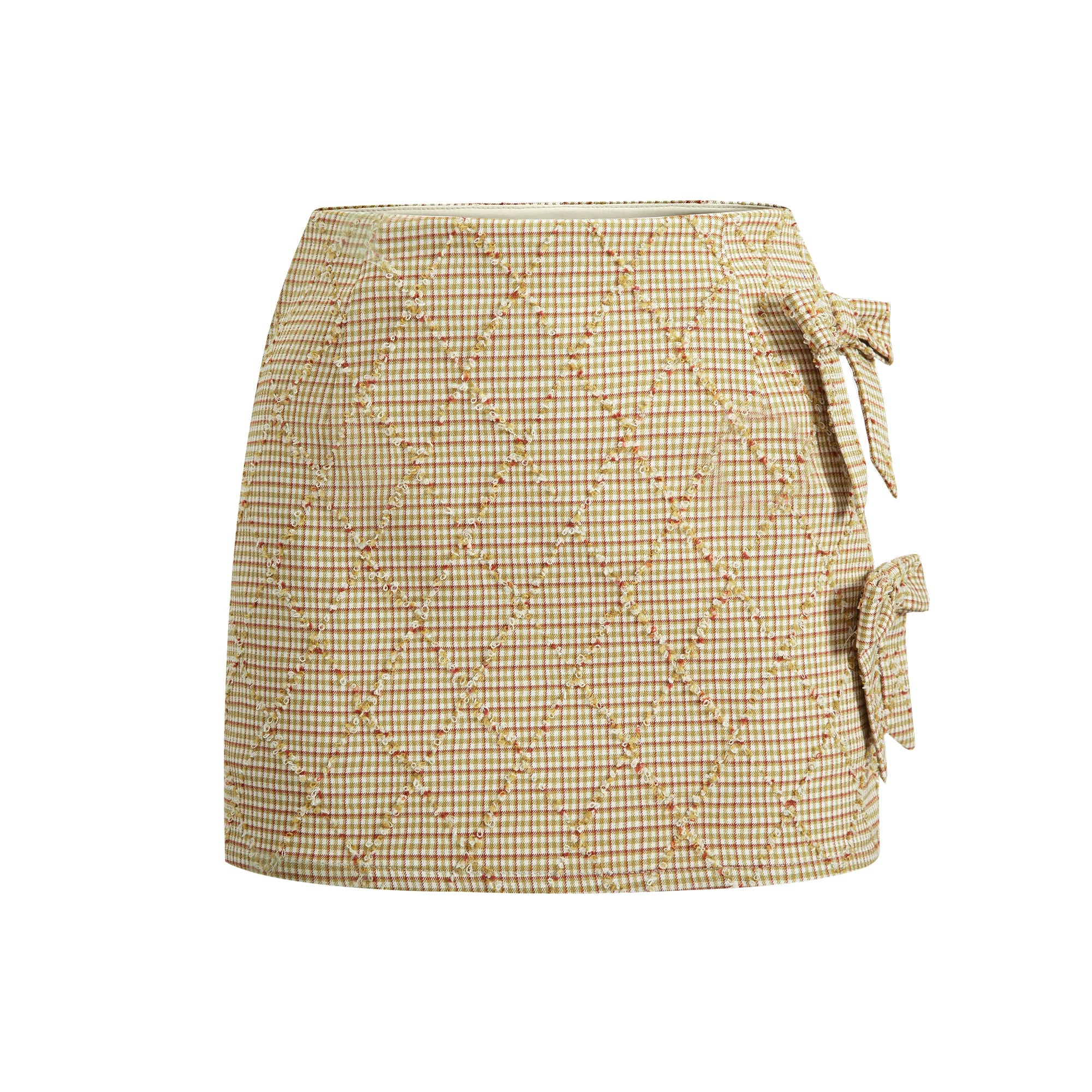 Barb Chill High Waist Skinny Bow Checkered Skirt