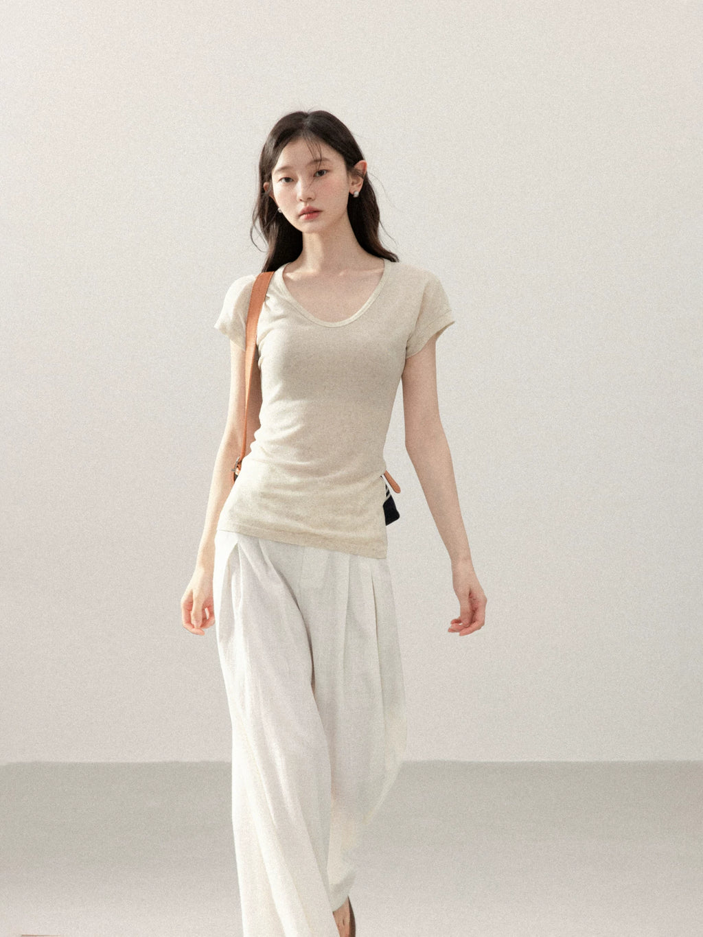 Cantonstory V Neck Shoulder Slim Breathable Tee
