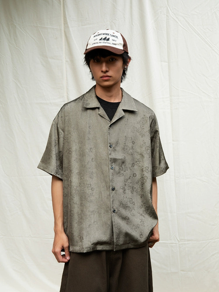 Mentmate Vintage Dark Floral Satin Shirt