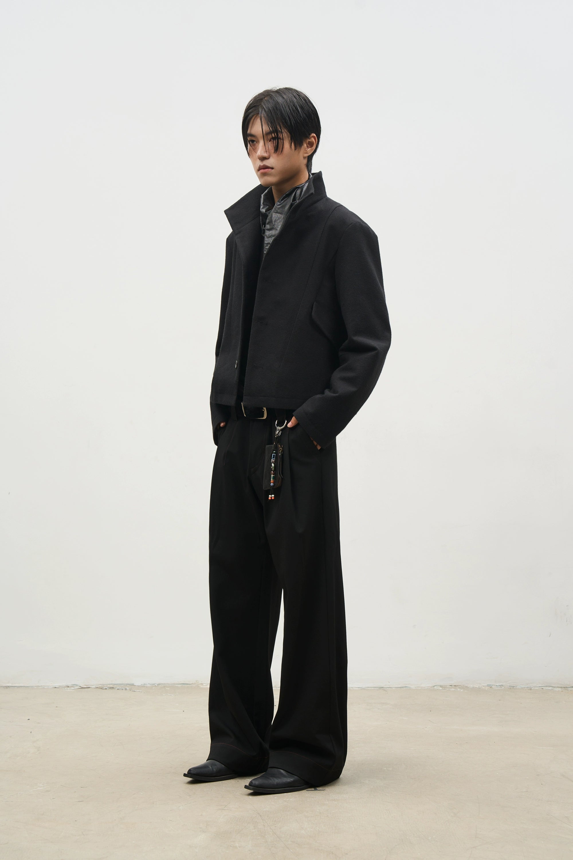 SOUTHFISH Vintage Stand-up Collar Tweed Short Jacket