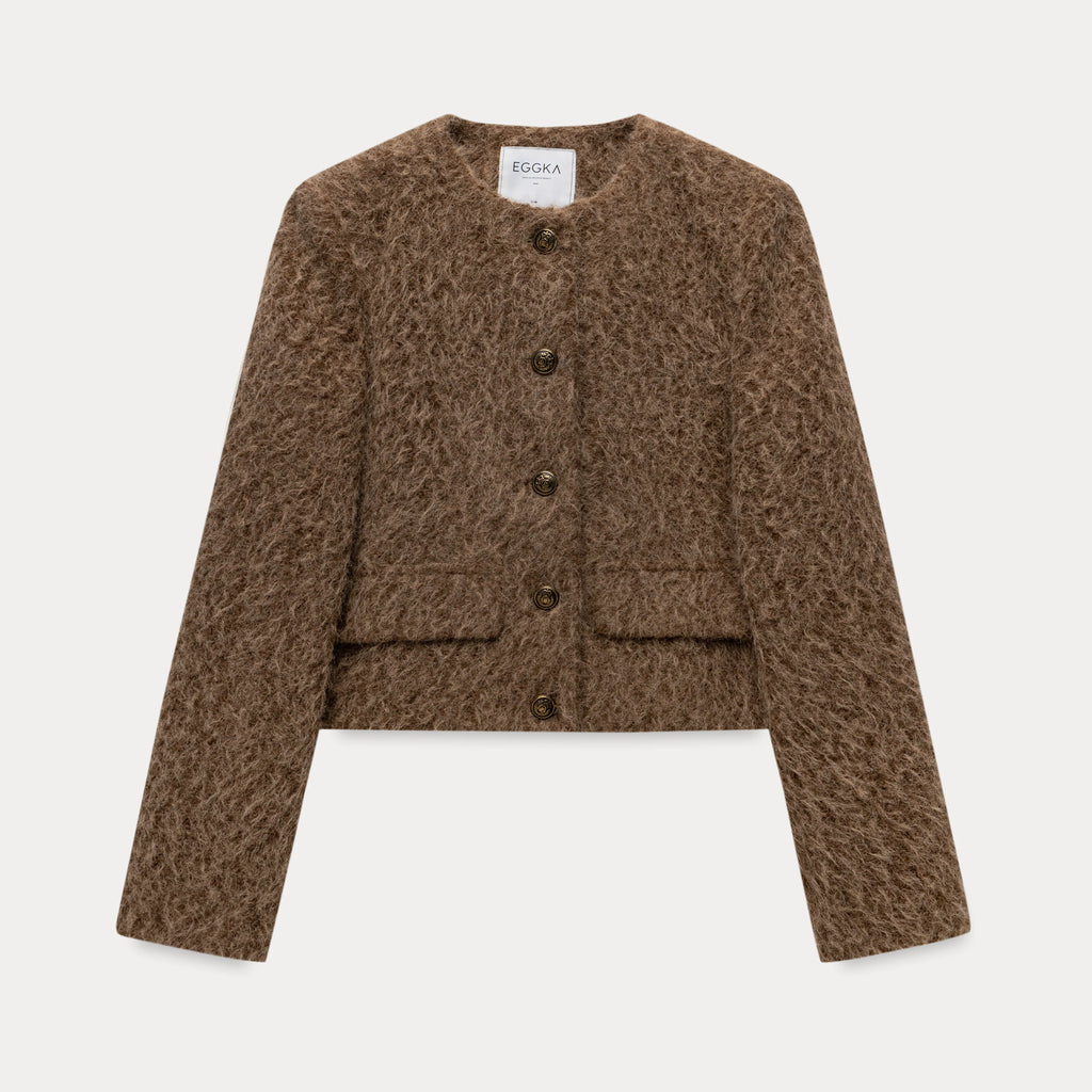 EGGKA Crew Neck Single-breasted Premium Short Jacket