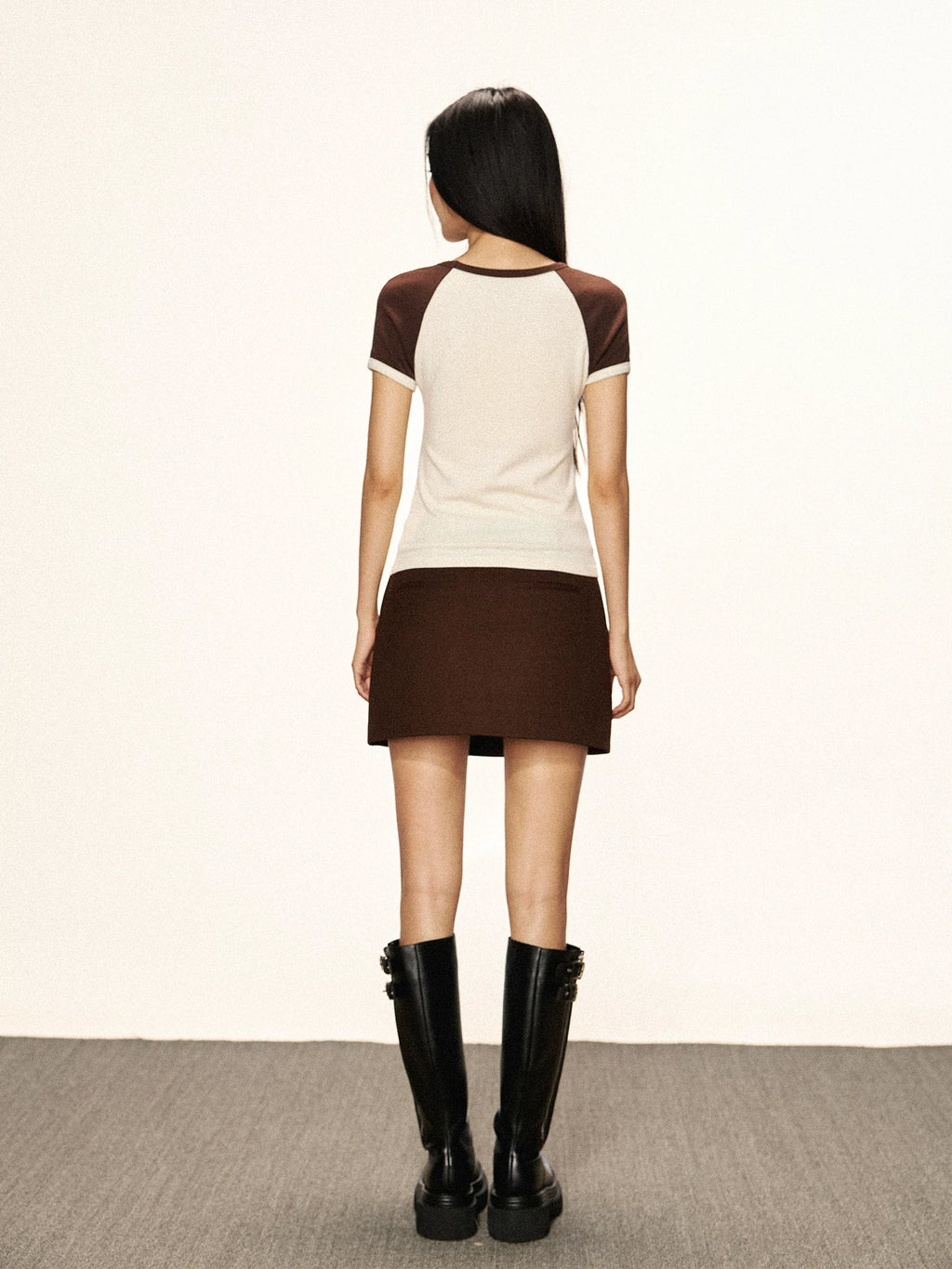 Cherry Melody Raglan Contrast Short Sleeve Fitted Tee