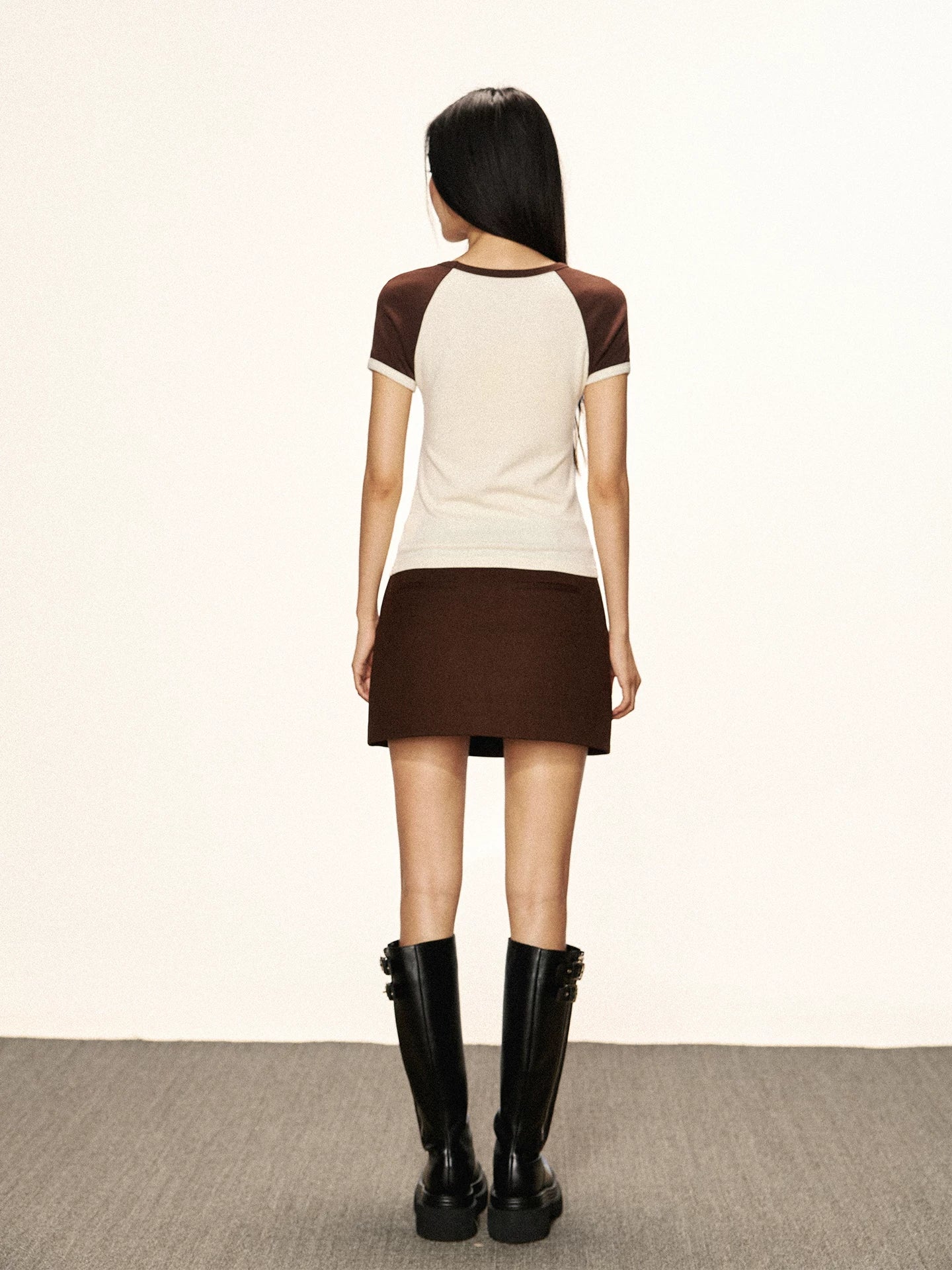 Cherry Melody Raglan Contrast Short Sleeve Fitted Tee