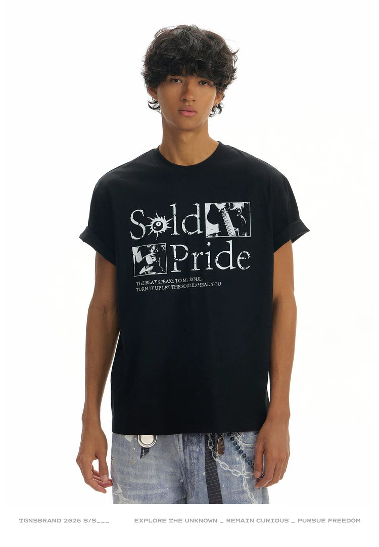 TGNS Retro Band Font Print Casual Tee