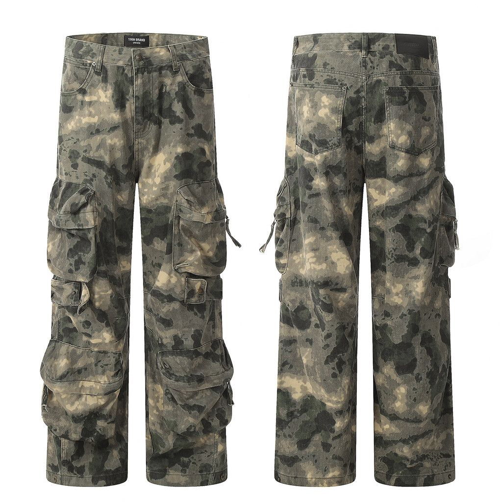 11KN Vintage Multi-pocket Camouflage Cargo Pants